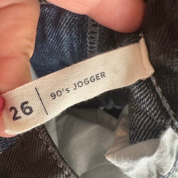 PacSun Two Tone Denim Jogger Jeans Black Blue Distressed Vintage Style Size 26 - Picture 7 of 9